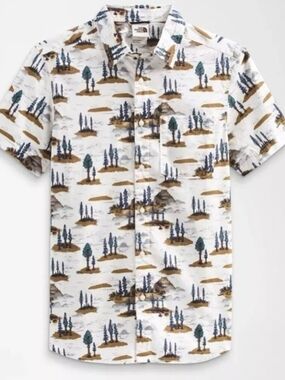 The North Face White Short-Sleeve Scenic Print Button-Down Shirt